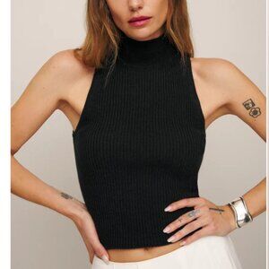 Reformation Farrah Cashmere Turtleneck Tank - Medium - Black